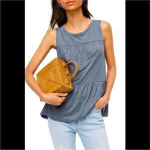 J Crew Linen Tiered Tank in Skylark